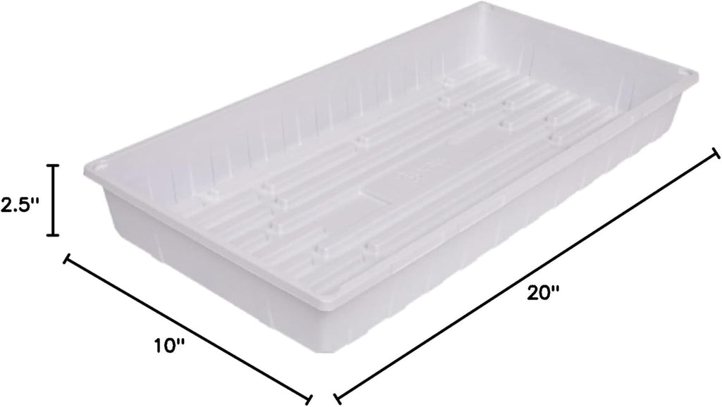 SUNPACK 10" x 20" Plastic Seed Starting Tray, White, 2.5" (Pack of 10) - No Drainage Holes, Perfect for Greenhouses or Indoor Gardening - Ideal for Seedlings and Cuttings