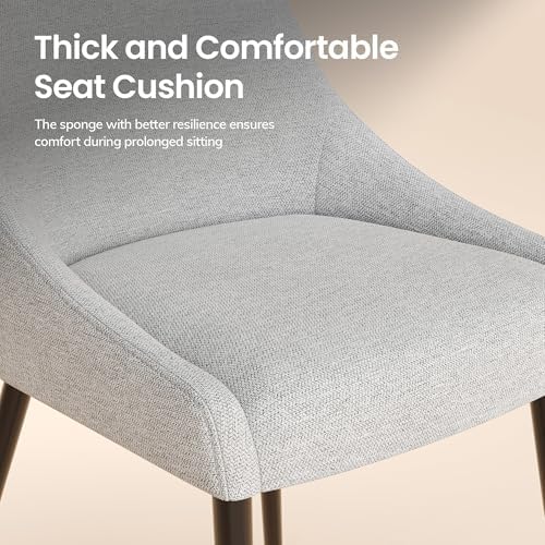 COLAMY LUMA Dining Chairs Set of 4, Upholestered Fabric Kitchen Dining Chairs with Metal Legs, Armless Accent Side Chair for Dining Room, Home, Light Gray