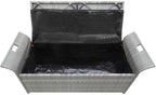 Poly Rattan Patio Storage Bench with Cushion, 54.3" Waterproof PE Outdoor Bench with Large Storage Space and Removable Polyester Cover, Gray