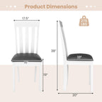 GOFLAME Wood Dining Chairs Set of 4, Upholstered Faux Leather Kitchen Side Chairs with Rubber Wood Frame, Armless Dinette Chairs for Dining Room, Living Room, Restaurant, White & Grey