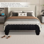 Shoe Bench for Entryway, 69.7''W Modern End of Bed Bench Long Ottoman for Living Room, Cloakroom, Black.