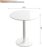 Round Dining Table 24" Circle Tulip Table with Metal Thickened Tabletop & Sturdy Metal Pedestal Mid Century Modern Leisure Bistro Kitchen Tables 2 People Small Places Living Room Cafe,White