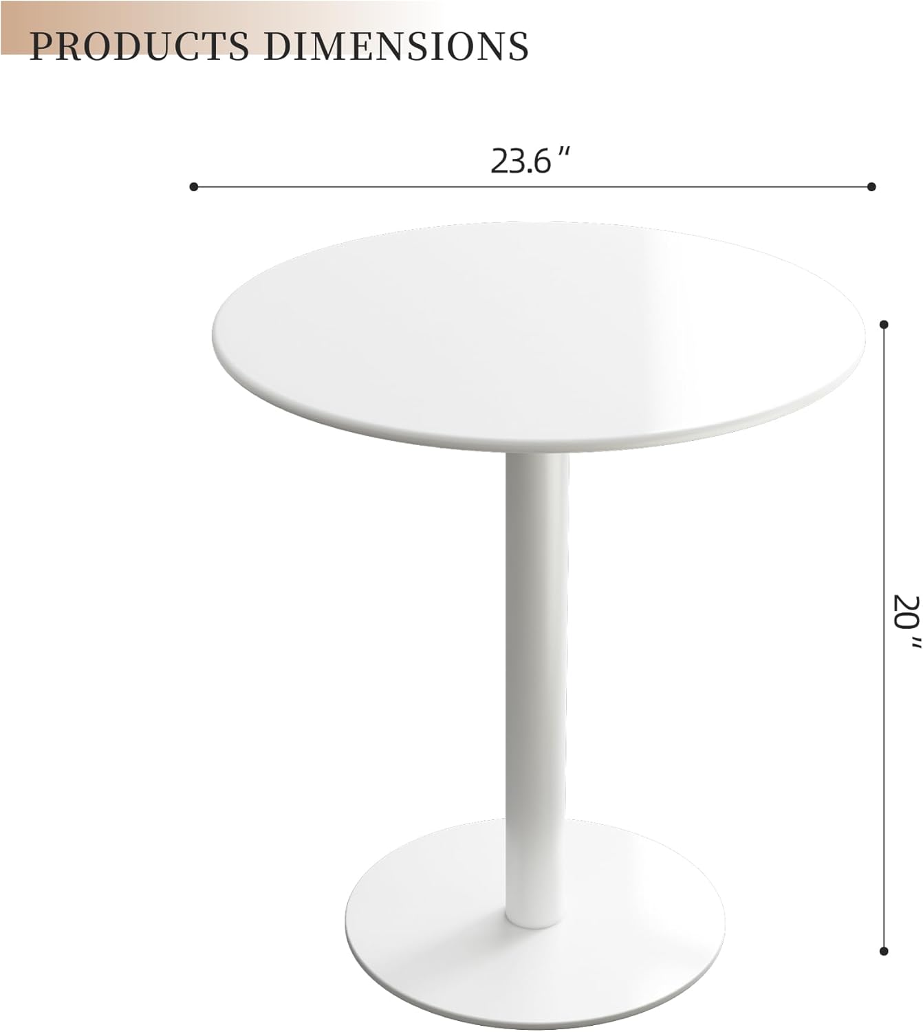 Round Dining Table 24" Circle Tulip Table with Metal Thickened Tabletop & Sturdy Metal Pedestal Mid Century Modern Leisure Bistro Kitchen Tables 2 People Small Places Living Room Cafe,White