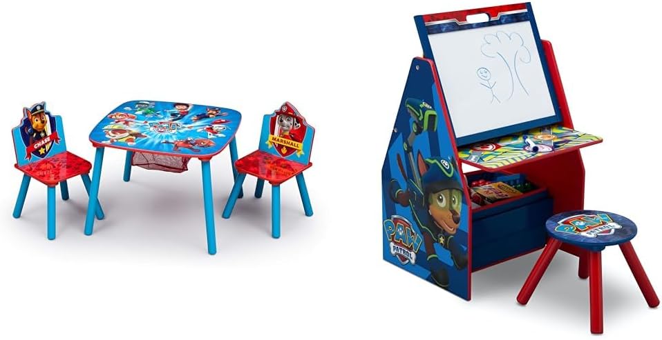 Delta Children Kids Table and Chair Set with Storage (2 Chairs Included) - Ideal for Arts & Crafts & Kids Easel and Play Station – Ideal for Arts & Crafts