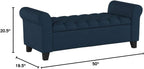 ‎GDF Studio Keiko Fabric Armed Storage Bench, Dark Blue, Dimensions: 19.75”D x 50.00”W x 20.5”H