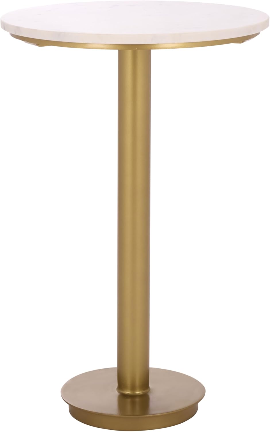 SAFAVIEH Couture Collection - Branxton Brass & Marble Accent Table, Tall Round Side Table, Modern Pedestal Design (SFV7917A)