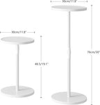 Adjustable Round Side Table, Small End Table, Pedestal Drink Table for Small Spaces, Tall Round Nightstand for Living Room Bedroom Sofa Couch, White ET-010WW