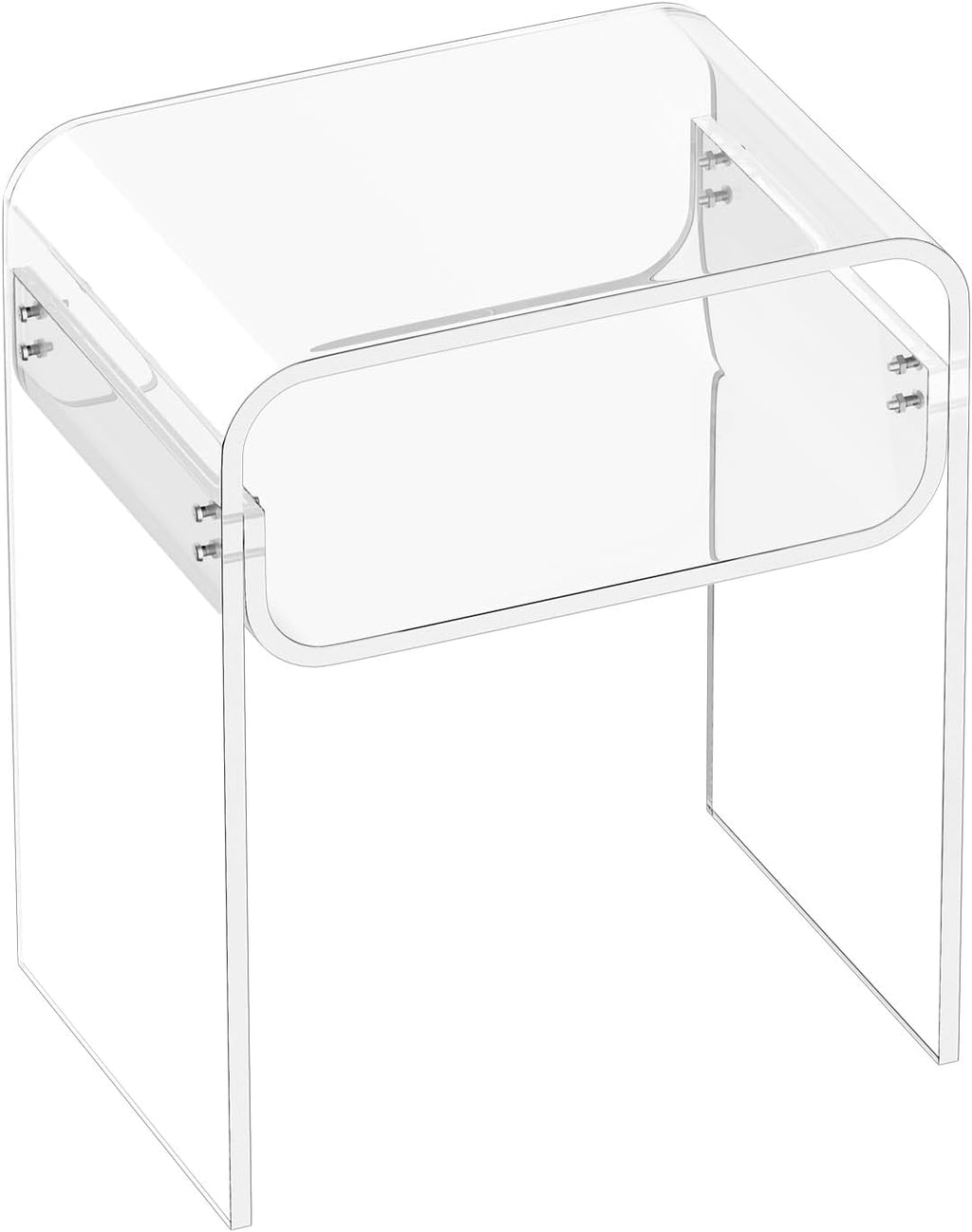 VEVOR Acrylic Side Table, 2-Tier Clear End Table with Storage Shelf, Modern Transparent Bedside Nightstand Lucite Desk for Bedroom, Living Room, Home Decor, 11.8" D x 15.7" W x 19.7" H