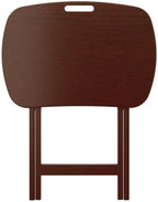 Furnifact Walnut Snack Table Set – Folding TV Trays with Stand for Dining, Working, and Serving – Space-Saving Table Trays for Any Living Room