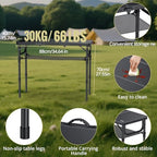 Anbte Folding Camping Table with Storage Net, 3ft Portable Table, 35" x 16" | Aluminum Folding Table, 3 Adjustable Height Max 27.5", Picnic Table For Indoor Outdoor Backyard Travel Tailgate, Pure Black
