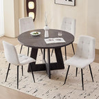 Corduroy Dining Chairs Set of 4, Modern Upholstered Fabric Kitchen Chairs with Metal Legs Adjustable Pads, White