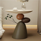 Multifunctional Sofa Side Table, Small Accent Table, Modern Resin End Table, Round Coffee Table for Living Room, Bedroom(Brown)