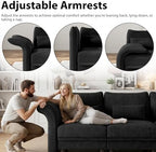 LLappuil Deep Modular Sectional Sofa Sleeper 12 Person Chenille Sectional Couches for Living Room with Storage Ottoman, Adjustable Arms Backs Black