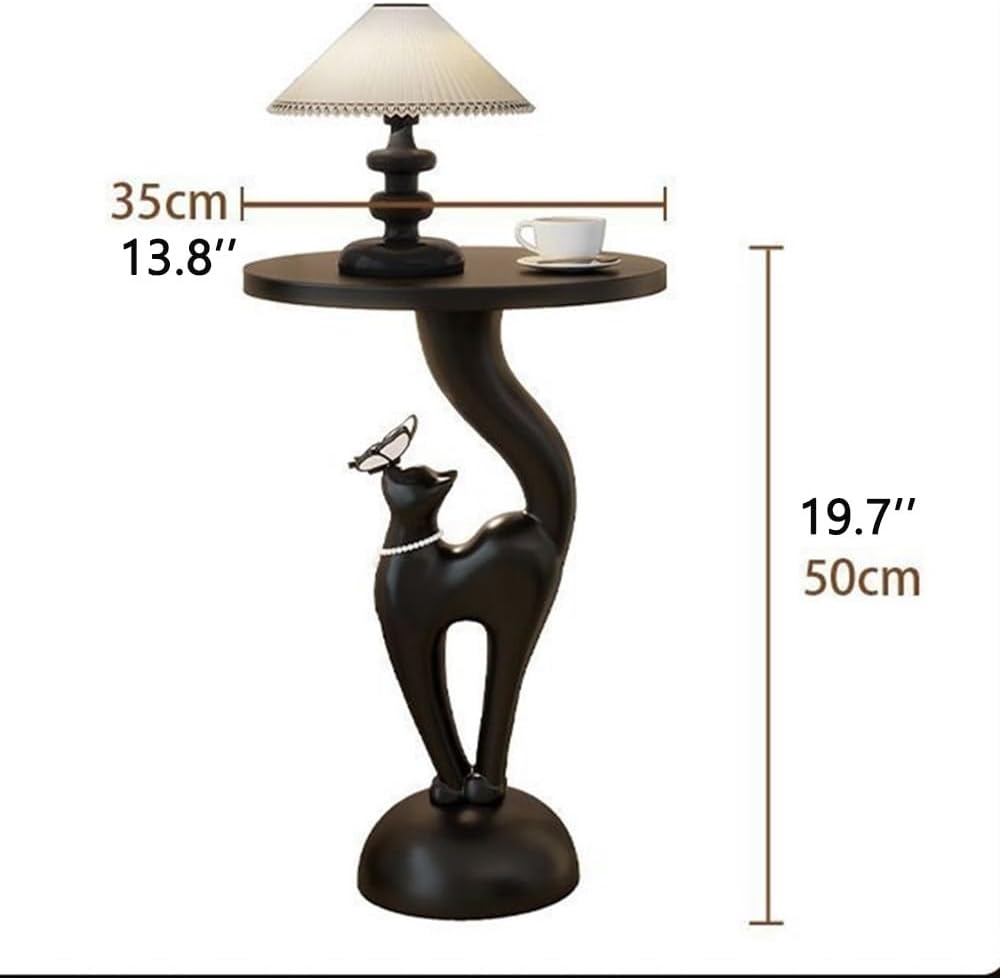 Round Resin Side Table, Cute Animal Accent Table, Small End Table Decorative Sculpture Furniture for Living Room or Bedroom(Red)