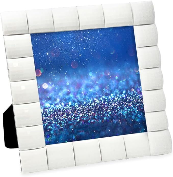 Isaac Jacobs Decorative Sparkling Jewel Picture Frame, Photo Display & Home Décor (4x4, White)