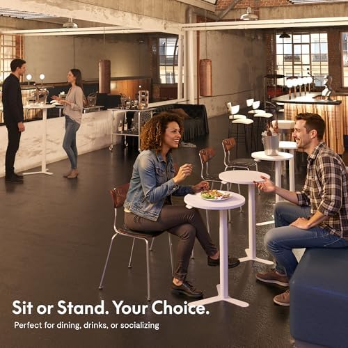 FLEXISPOT Gas Spring Lift Sit-to-Stand Table,20" Round Bar Table | With One-Touch Lift,Flexible Height 25.8"–41.3",19.7" High-Top Pub Table for Balcony,Kitchen, Apartment & Small Spaces,White