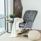 Upholstered Rocker, Mid Century Modern Gliding Accent Chair with Soft Foam Seat for Bedroom Balcony, Comfy Armchair, Dark Grey