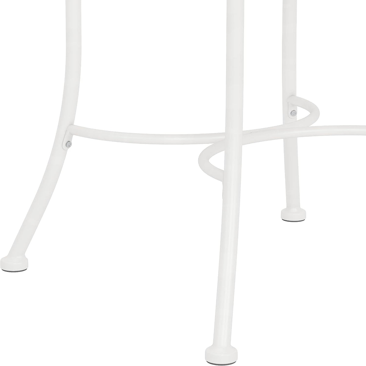 Hillsdale Marsala Metal Vanity Stool with a Circular Geometric Back Design, Off White