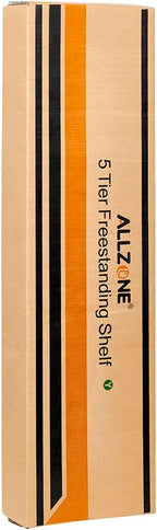 ALLZONE Adjustable Tall Narrow Bookshelf, 5-Tier Floor-to-Ceiling Tension Mount Ladder Book Shelf with Storage for Versatile Uses, Fits 92-116 Inch Ceilings, 27.84-Inch Wide Wood Shelves, Black Relief