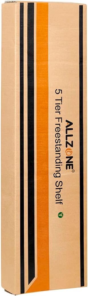 ALLZONE Adjustable Tall Narrow Bookshelf, 5-Tier Floor-to-Ceiling Tension Mount Ladder Book Shelf with Storage for Versatile Uses, Fits 92-116 Inch Ceilings, 27.84-Inch Wide Wood Shelves, Black Relief