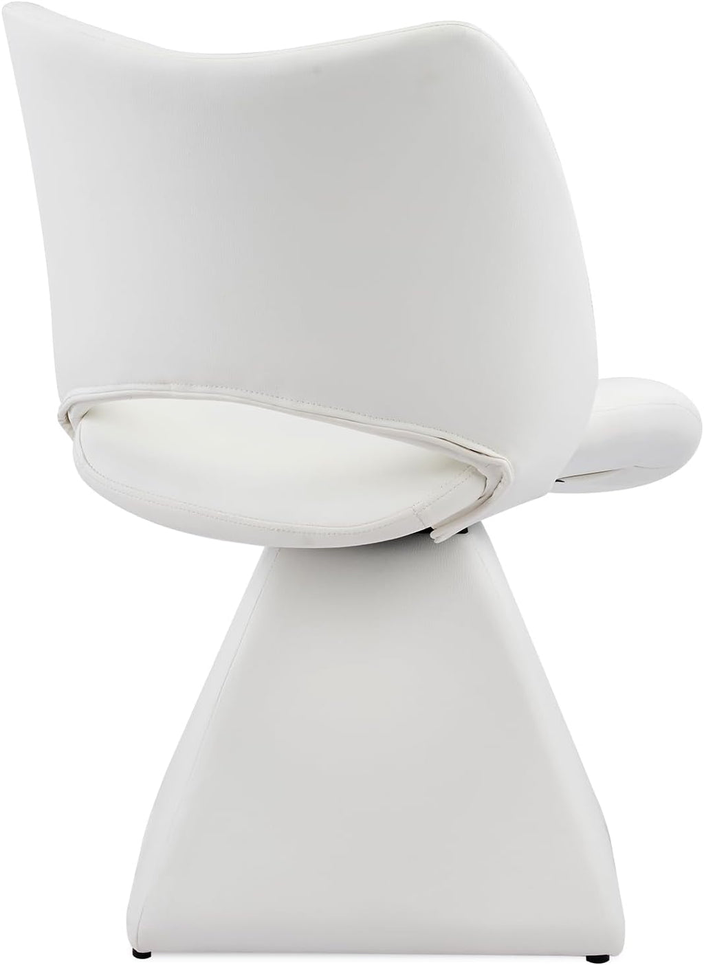 Swivel Dining Chair, Modern Faux Leather Kitchen Chair, Upholstered Armless Side Chair with Metal Base for Dining Room, Desk, Vanity, 1 PCS (White)