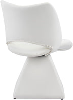 Swivel Dining Chair, Modern Faux Leather Kitchen Chair, Upholstered Armless Side Chair with Metal Base for Dining Room, Desk, Vanity, 1 PCS (White)