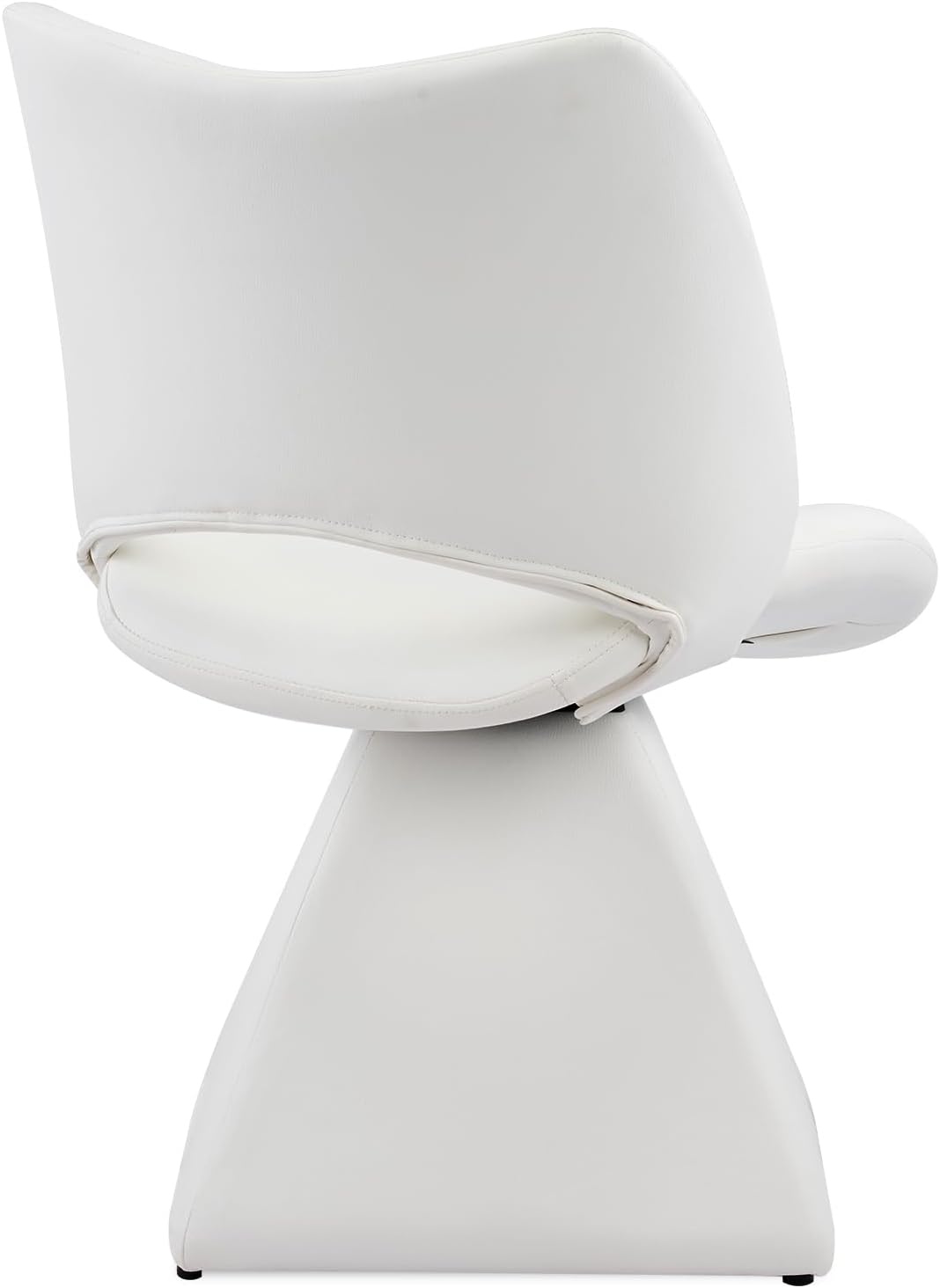 Swivel Dining Chair, Modern Faux Leather Kitchen Chair, Upholstered Armless Side Chair with Metal Base for Dining Room, Desk, Vanity, 1 PCS (White)