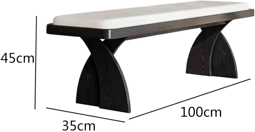Modern Retro Wooden Long Bench at The Foot of The Bed in The Bedroom Dressing Room or Home for Changing Shoes Entryway(XS)