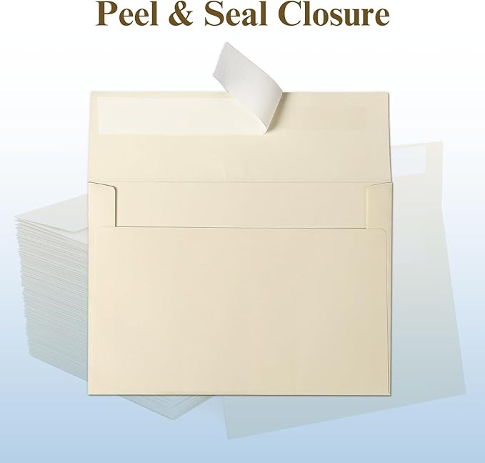Ivory Blank Cards and Envelopes (Unfolded), Goefun 5x7 Flat Cream Cardstock and A7 Envelopes Self Seal 100 Pack for Wedding, Invitations, DIY Greeting Cardstock, Thank You Cards & All Occasion