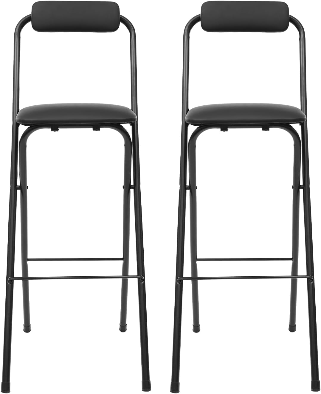 2Pcs Foldable Bar Chair, Tall Folding Chair, Portable Folding Stool Seat Height 29.53in for Outdoor/Indoor Kitchen Home Bar, Assembly Free (Black)