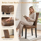 Dining Chairs Set of 4, Vintage Brown Kitchen Chairs with Nailhead Trim | Comfy Padded Parsons Chairs with Solid Wood Legs, Suitable for Dining Room, Kitchen, Restaurant