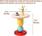 Round Bedside Table, Resin Side Table, Modern Accent Table, Simple Decorative Table, Nightstand, Suitable for Living Room, Bedroom, Hotel(Brown)