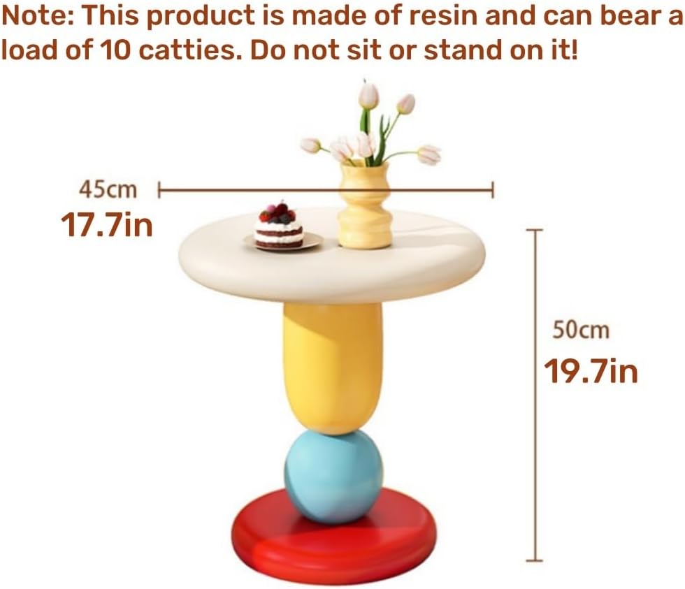 Round Bedside Table, Resin Side Table, Modern Accent Table, Simple Decorative Table, Nightstand, Suitable for Living Room, Bedroom, Hotel(Brown)