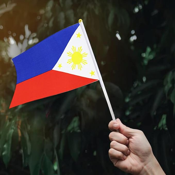 Philippines Flag Filipino Flag, Small Mini Handheld Philippines Flags on Stick, Ideal for Party Parades Sports Events Patriotic Festival Decorations