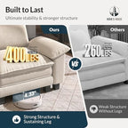 HERA'S HOUSE 2 Pieces Modular Loveseat Couch & 3-Seat Sectional Sofa Set | Modern 5-Seater Cloud Sofa Set , White, Wider Armrest, Comfy Deep Seat, Soft Chenille Furniture Set for Living Room