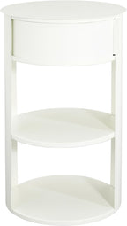 Christopher Knight Home Pomme 3-Tier Metal Small Side Table, Narrow Bedside Table with Sliding Door Cabinet, Bedroom Decoration Organizer, Round End Table with Storage, Space Saving, Matte White