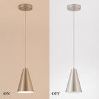Brushed Nickel Pendant Lights Kitchen Island,Dining Room Light Fixtures Over Table 3 Pack with Silver Cone Metal Shade, Modern Farmhouse Small Chandeliers,Adjustable Cord Hanging Lighting for Sink