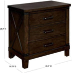 Rustic Style Dark Walnut Finish 1pc Nightstand Bedroom Furniture 3-Drawers Bedside Table Black Bar Pulls,for Small Spaces