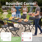 6FT Folding Table Portable Picnic Table Heavy-Duty Fold-in-Half Utility 6 Foot Foldtable Table with Carry Handle for Outdoor Indoor Party, Dining, Wedding, Camping, Black Ratten