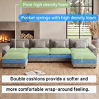 Oprisen 154" Modular Sectional Sofa, Comfy Deep Cloud Couch with Ottoman | U-Shaped Couches for Living Room, Modular Couch, Deep and Wide Seat, Chenille Sofa Sleeper with Throw Pillows, Light Grey