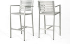 Saiveina Outdoor 29.50" Barstools with Rust-Proof Aluminum Frame, Set of 2, Silver