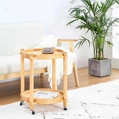 Telephone Table, Solid Wood Storage Rack,2-Tier Pallet Side Table,Outdoor & Indoor Drink Snack Coffee Table Telephone Table,2 Colors(Wood Color-16.53 * 16.53 * 21.65in