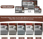 Ihanherry 111.4" L Shaped Modern Sofa Modular Sectional Cloud Couch with Ottoman, 4-Seat Chenille Deep Seat Sofa with Pillow for Living Room, Bedroom and Apartment, Grey