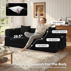 MoonSpeak 78.8'' Futon Sofa Bed, Couches for Living Room | Corduroy Convertible Futon Sofa Bed with Storage Pocket, Modular Sleeper Couch in a Box, No Assembly (Black)