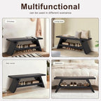 2-Tier Shoe Storage Bench, 47" Solid Wood Entryway Stool Storage | Narrow Shoes Racks for Entryway, Minimalist Multi-Purpose Bench for Hallway, Kitchen, Bedroom, or Dining Room