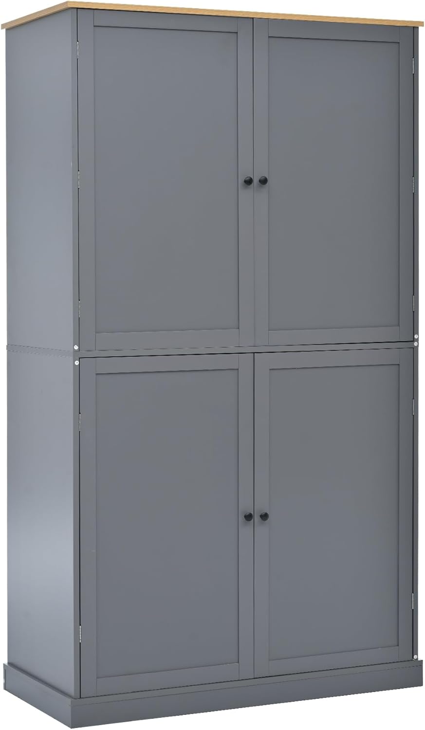 Linique 71.3" Kitchen Pantry with 2 Drawers, 2 Adjustable Shelves, 8 Door Racks, Large Wooden Cupboard, Freestanding Tall Cabinet for Kitchen Dining Room Grey