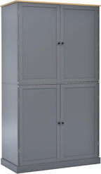 LUMISOL Kitchen Pantry Sideboard, 71.3” High Freestanding Large Cupboard Storage Cabinet with 2 Drawers, 2 Adjustable Shelves, 8 Door Shelves for Kitchen, Dining Room, Grey