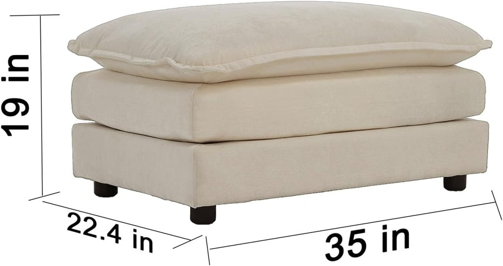 Fabric Ottomans Footrest to Combine with 2 Seater Sofa, 3 Seater Sofa and 4 Seater Sofa, Beige