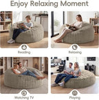 Large Bean Bag Chairs 3FT Big Adults BeanBag Chairs with Filler Memory Foam | Luxurious Braided Fabric,Washable Removable Cover,Comfy Bean Bag with Filling Lounging Gaming Bedroom Dorm Room | Brown 3FT