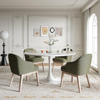 MALOL Dining Chairs Set of 4 with Lumbar Support,Fabric Upholstered Kitchen Chairs with Wooden Legs,Green